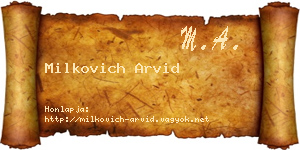 Milkovich Arvid névjegykártya